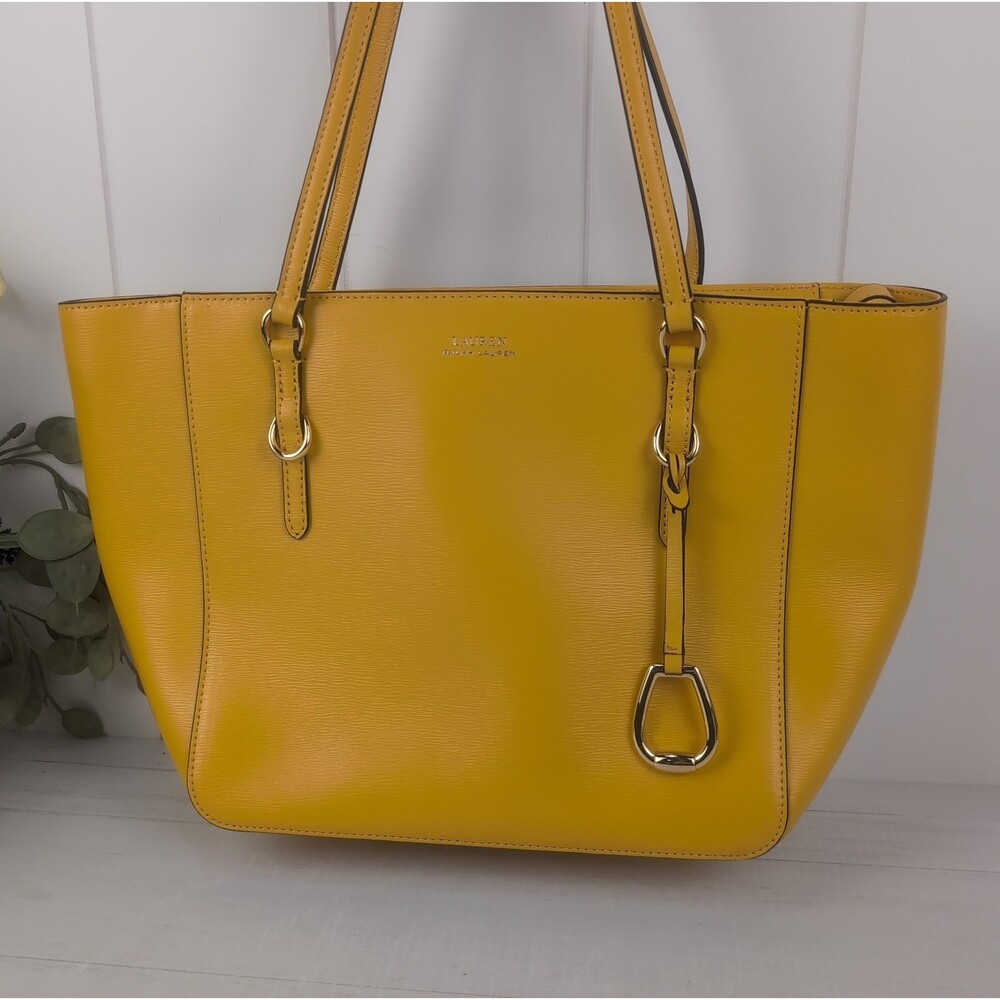 Lauren Ralph Lauren Bennington Medium Shopper Sunflower Yellow Leather Handbag